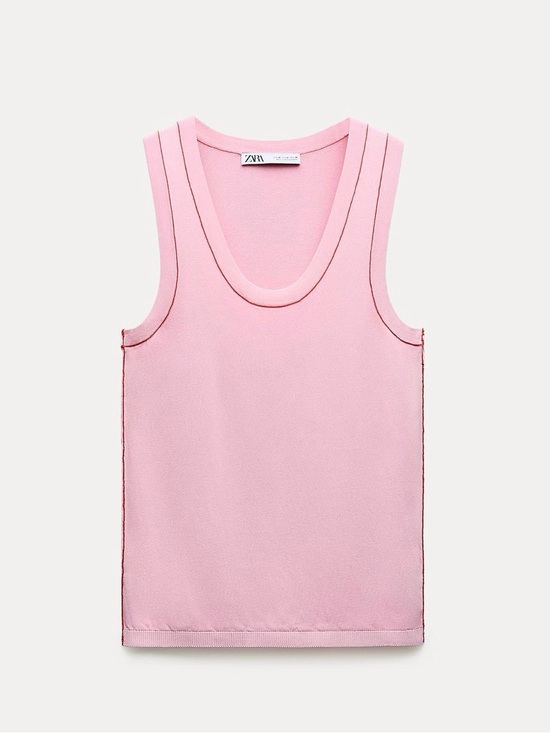Zara Tops - Zara BASIC KNIT TOP WITH CONTRASTING PIPING | Perfect Condition - Never worn